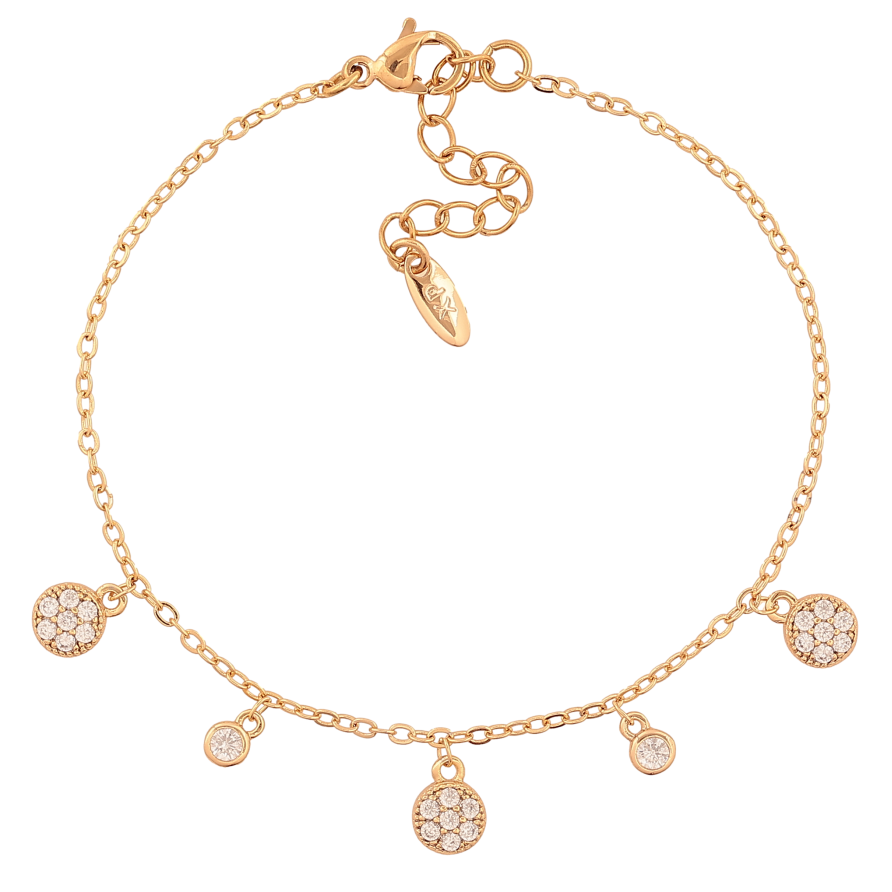 Браслет Xuping колір Позолота 18K "Ланцюжок з кристальними підвісками" розмір з дод. ланцюжком 17-20см х 1.5мм фото №1