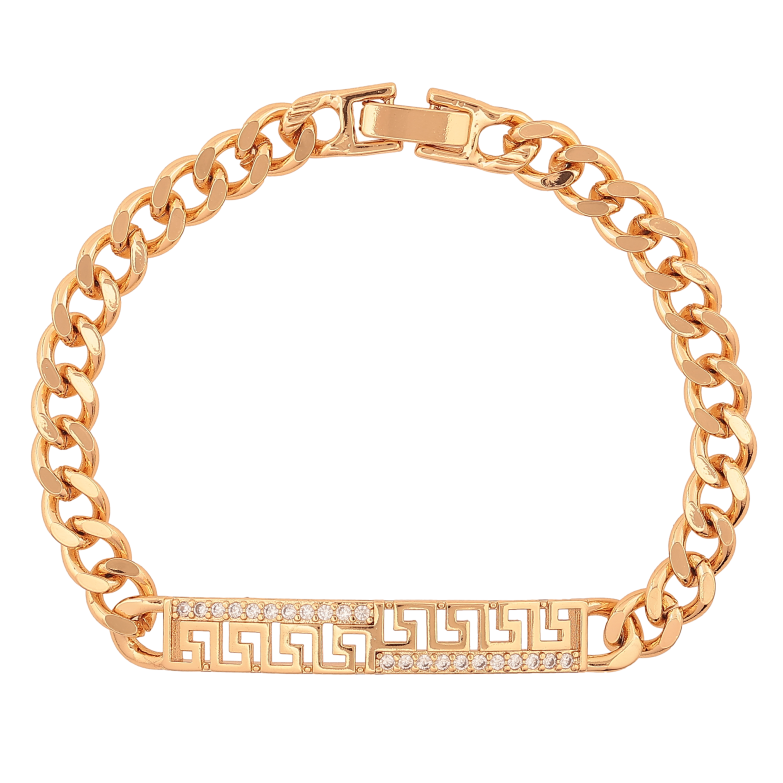 Браслет Xuping цвет Позолота 18К "Цепочка Панцирная с декоративной вставкой" размер 19см х 6-7мм фото №1