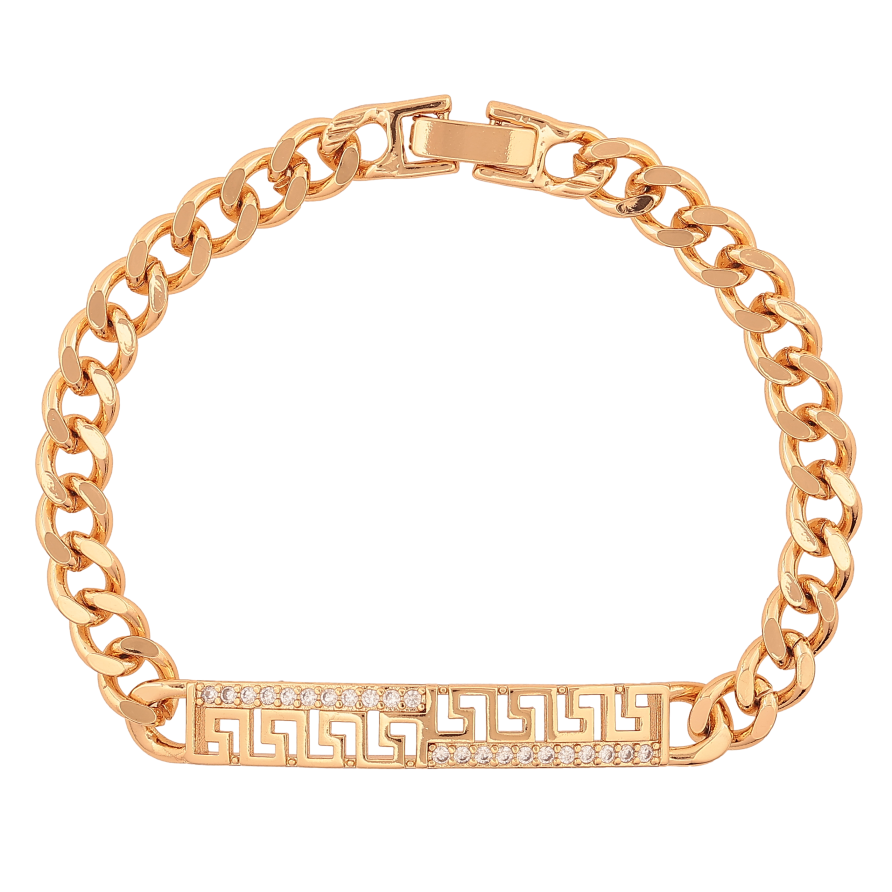 Браслет Xuping колір Позолота 18К "Ланцюжок Панцирний з декоративною вставкою" розмір 19см х 6-7мм фото №1