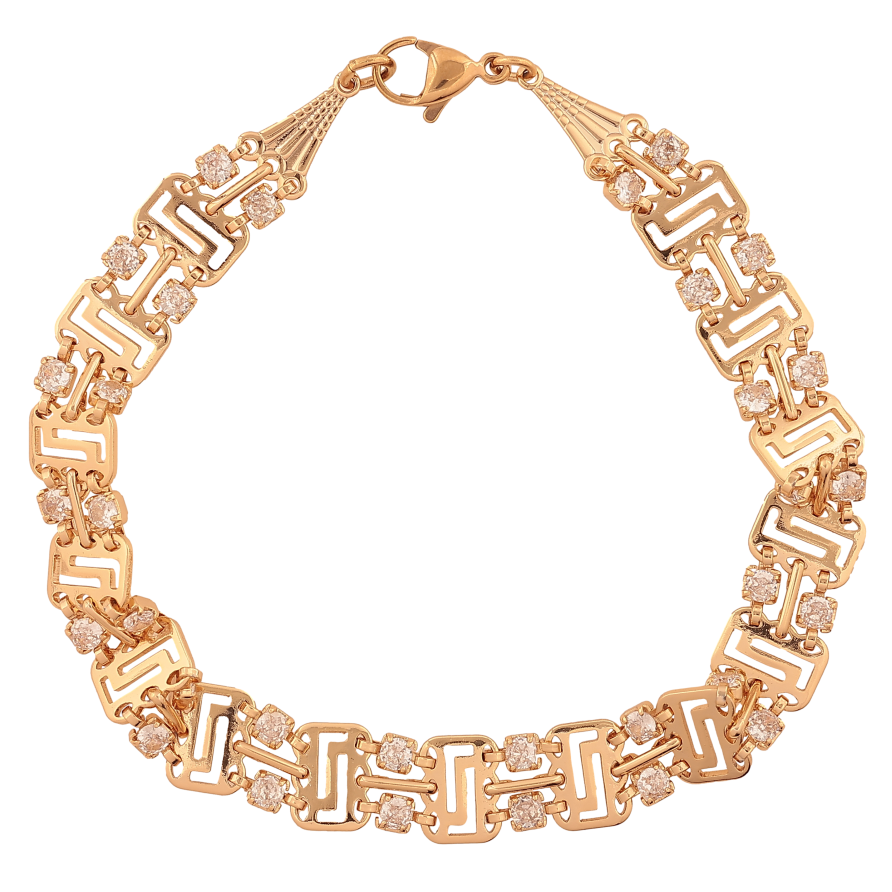 Браслет Xuping колір Позолота 18К "Візерунок з кристалами" розмір 21см х 9мм фото №1