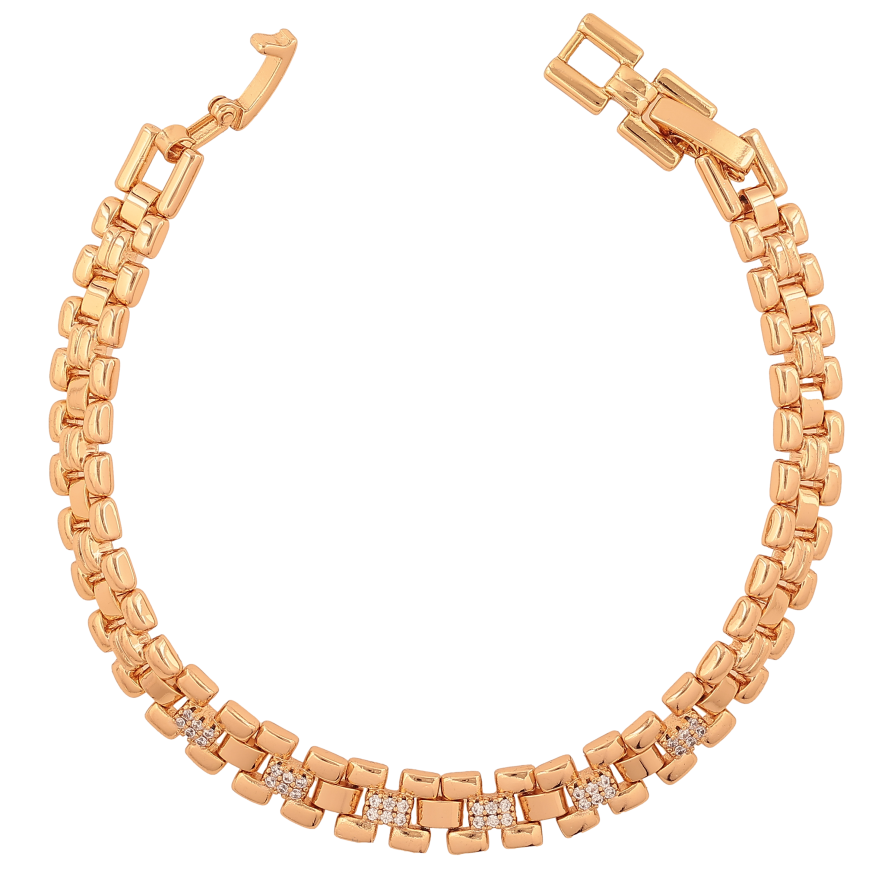 Браслет Xuping колір Позолота 18К "Декоративний візерунок з кристалами" розмір з дод. замком 17,18.5см х 7мм фото №1