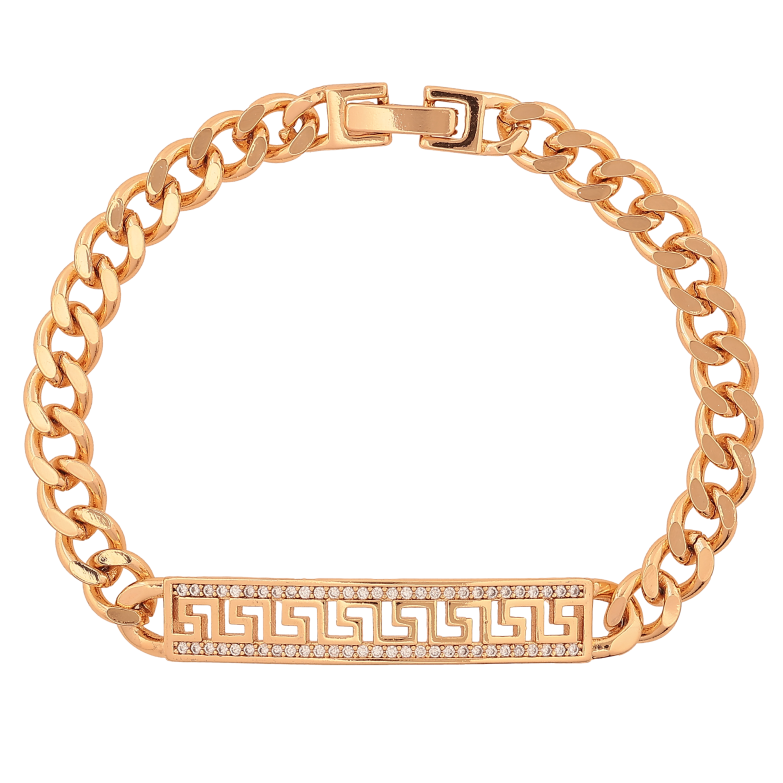 Браслет Xuping цвет Позолота 18К "Цепочка Панцирная с декоративной вставкой" размер 18.5см х 6-8мм фото №1