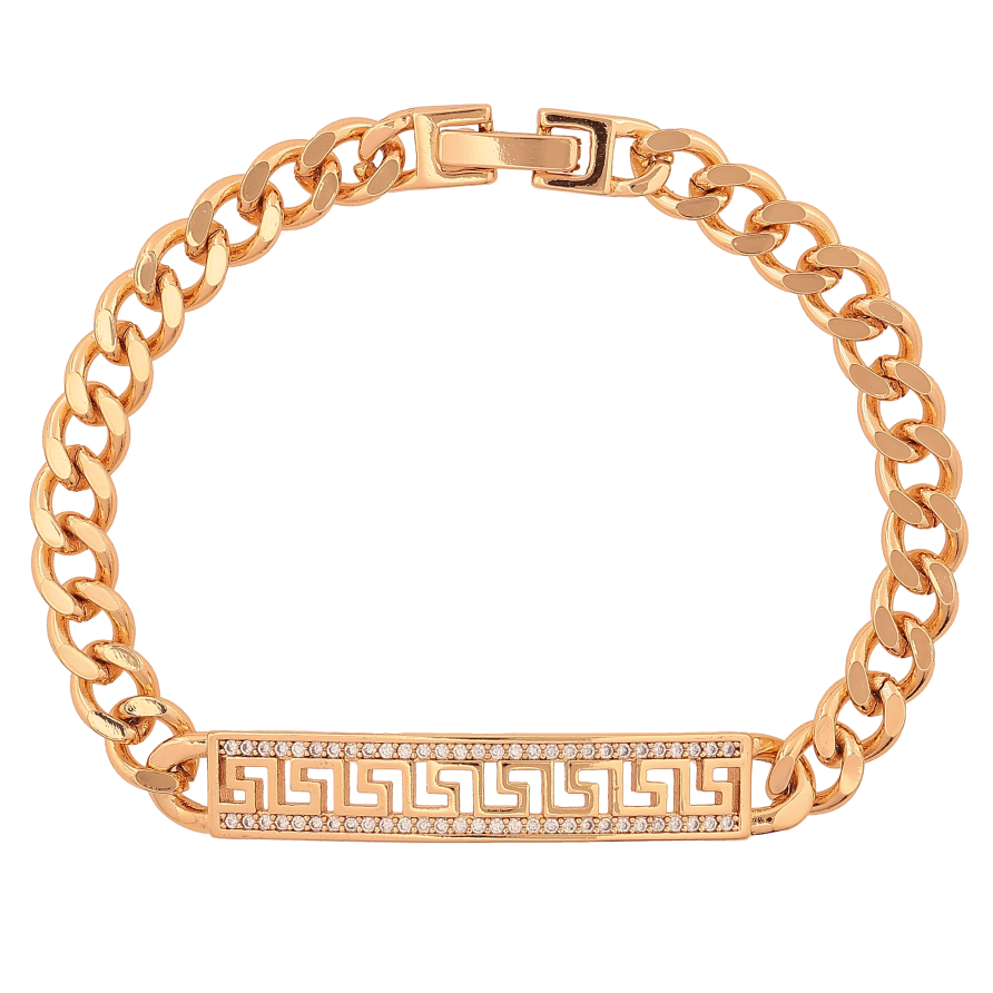 Браслет Xuping колір Позолота 18К "Ланцюжок Панцирний з декоративною вставкою" розмір 18.5см х 6-8мм фото №1