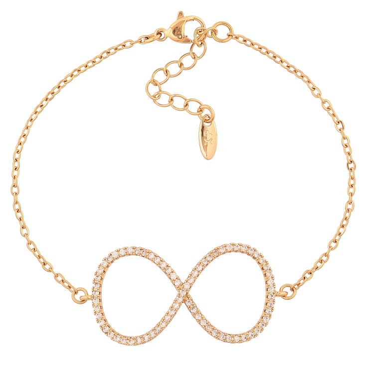 Браслет Xuping колір Позолота 18K "Ланцюжок із вставкою знак нескінченності" розмір з дод. ланцюжком 17.5-20.5см х 1.5-18мм фото №5