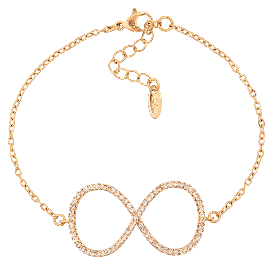 Браслет Xuping колір Позолота 18K "Ланцюжок із вставкою знак нескінченності" розмір з дод. ланцюжком 17.5-20.5см х 1.5-18мм фото №1