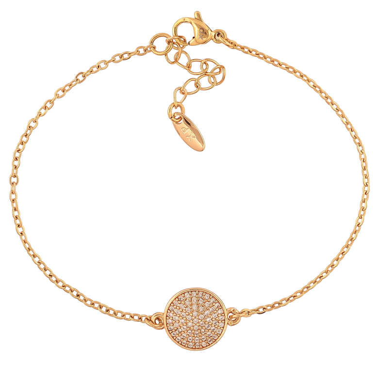 Браслет Xuping цвет Позолота 18K "Цепочка с круглой вставкой" размер с доп. цепочкой 17-20см х 1.5-11мм фото №1