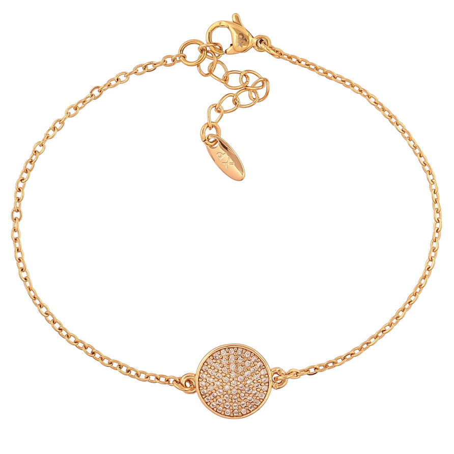 Браслет Xuping колір Позолота 18K "Ланцюжок з круглою вставкою" розмір з дод. ланцюжком 17-20см х 1.5-11мм фото №1