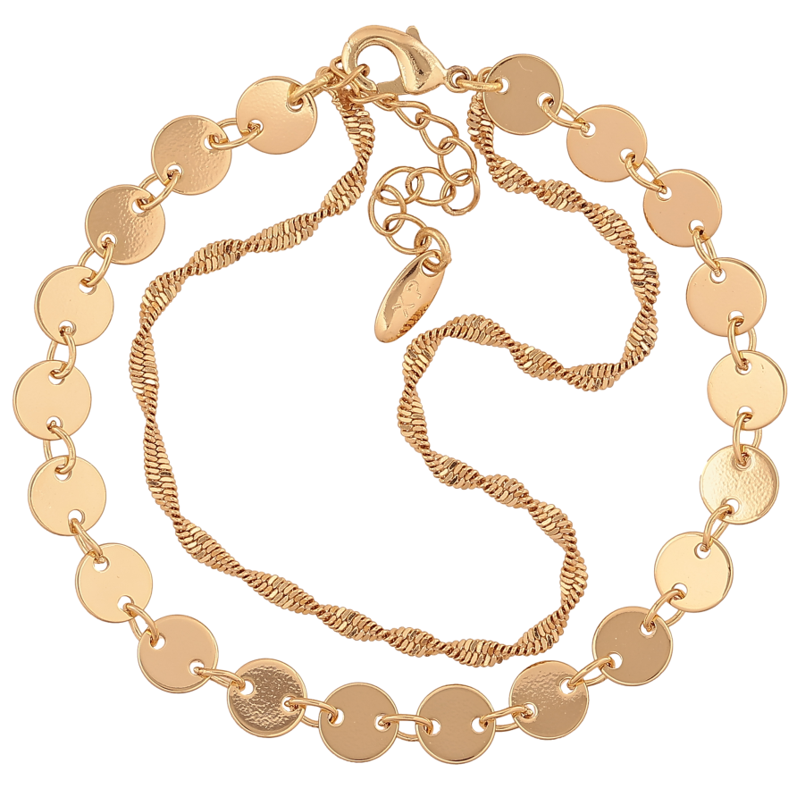 Браслет Xuping колір Позолота 14K "Два ланцюжки" розмір з дод. ланцюжком 16-19.5см х 2-6мм фото №1 Браслет Xuping колір Позолота 14K "Два ланцюжки" розмір з дод. ланцюжком 16-19.5см х 2-6мм фото №1