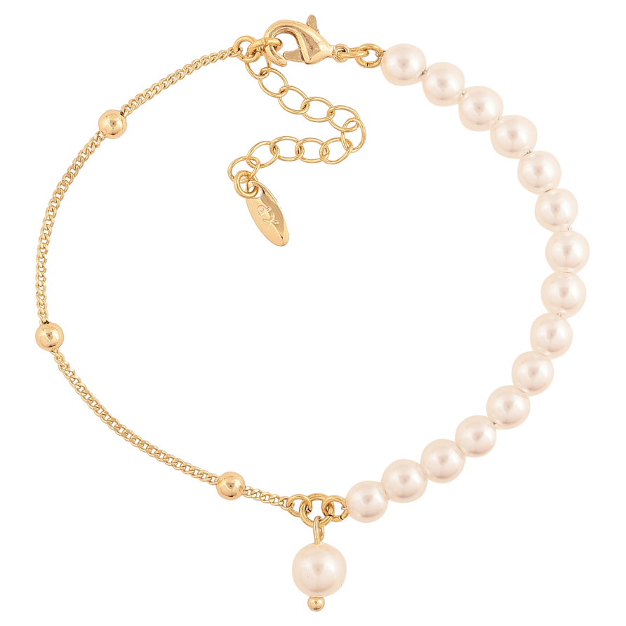 Браслет Xuping колір Позолота 14K "Ланцюжок з перлинними намистами" розмір з доп. ланцюжком 17.5-20.5см х 1-5мм фото №1