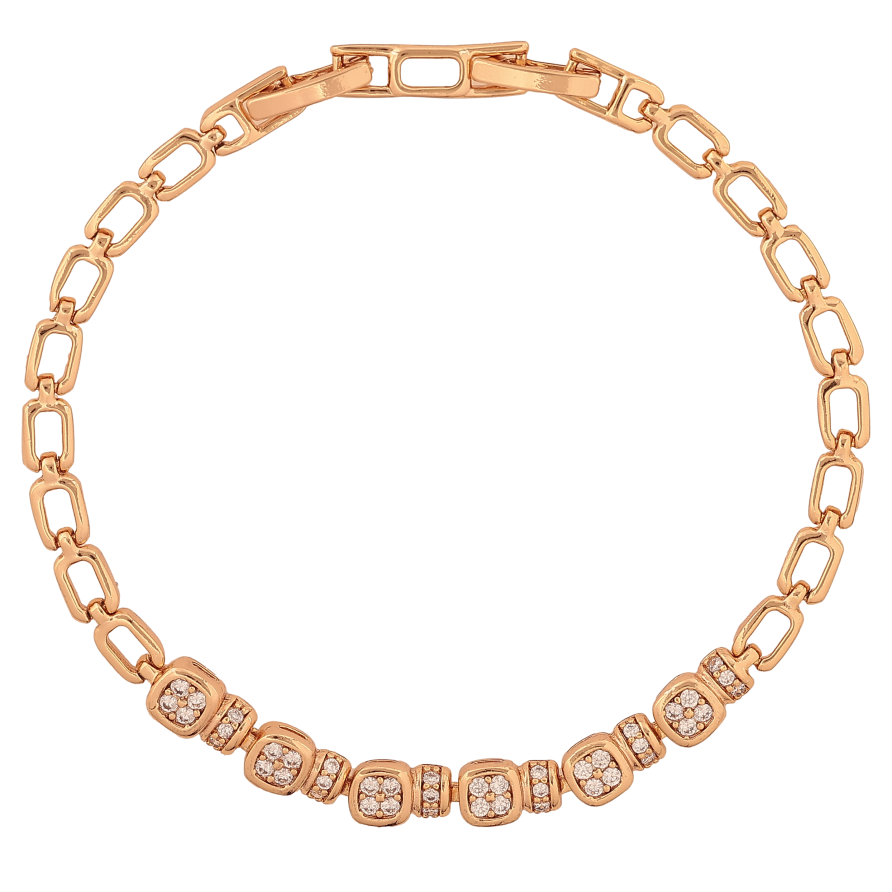 Браслет Xuping колір Позолота 18K "Візерунок з кристалами" розмір з дод. замком 17.5,19.5см х 4-5мм фото №1