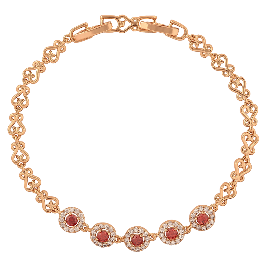 Браслет Xuping колір Позолота 18K "Візерунок з червоними кристалами" розмір з дод. замком 17,19см х 5-7мм фото №1