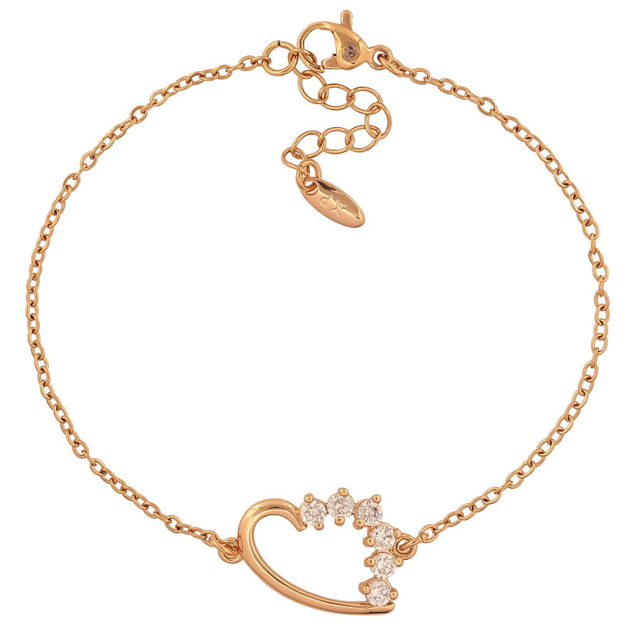 Браслет Xuping колір Позолота 18K "Серце з кристалами" розмір з дод. ланцюжком 18-21см х 1.5-15мм фото №1