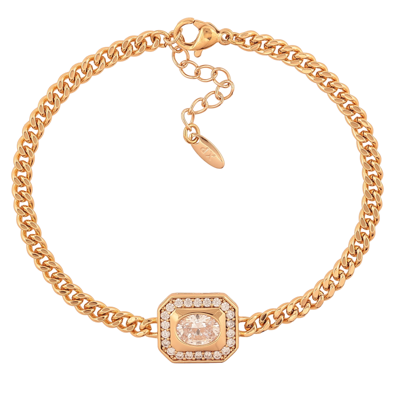 Браслет Xuping цвет Позолота 18K "Цепочка с кристальной вставкой" размер с доп. цепочкой 17.5-20.5см х 4-12мм фото №1