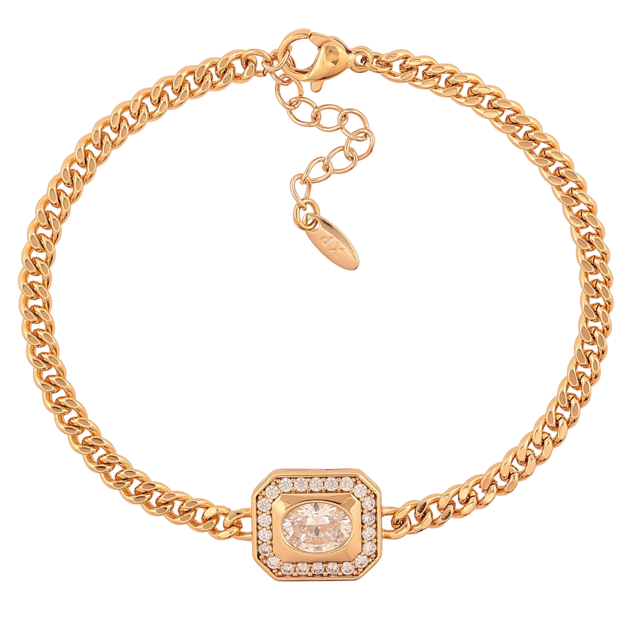 Браслет Xuping колір Позолота 18K "Ланцюжок з кристальною вставкою" розмір з дод. ланцюжком 17.5-20.5см х 4-12мм фото №1