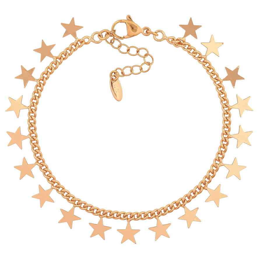 Браслет Xuping колір Позолота 18K "Ланцюжок Панцирний з зірками" розмір з дод. ланцюжком 18-21.5см х 9мм фото №1