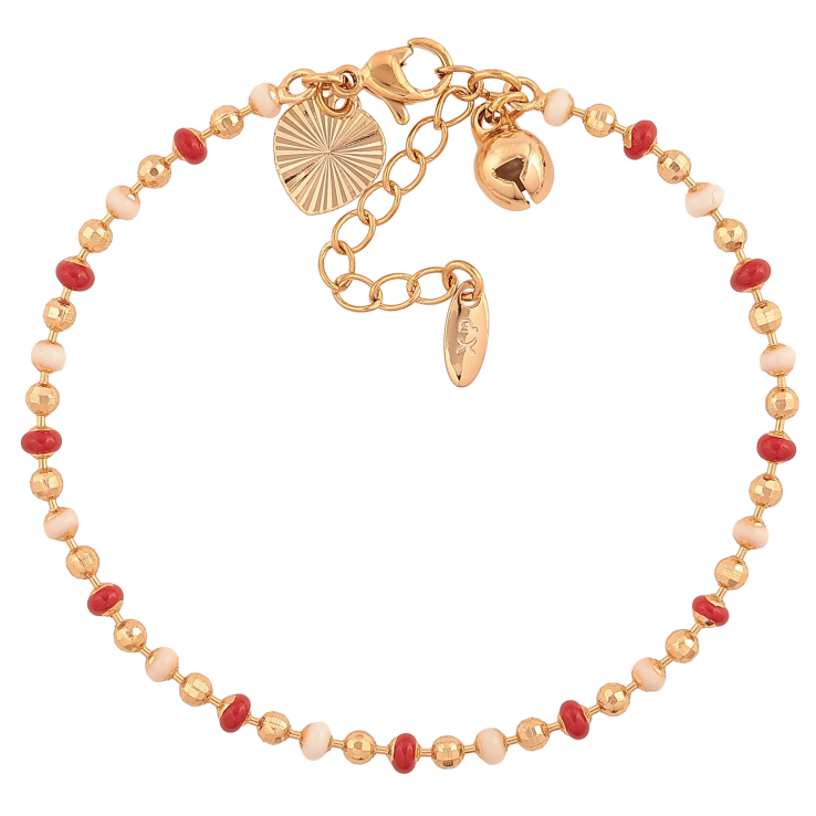 Браслет Xuping колір Позолота 18K "Ланцюжок Перлина з червоною та білою емаллю" розмір з дод. ланцюжком 17-20см х 3мм фото №14