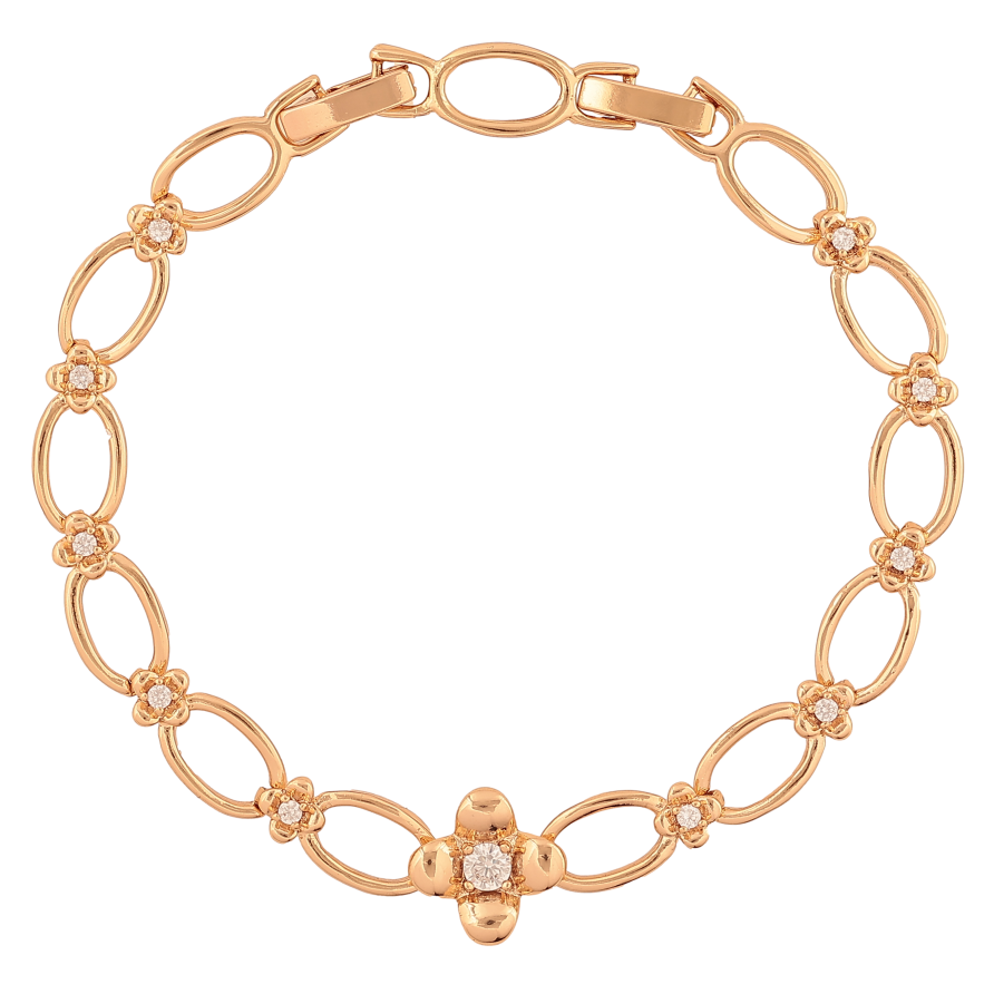 Браслет Xuping колір Позолота 18К "Квітковий візерунок з кристалами" розмір з дод. замком 17,19.5см х 5-7мм фото №1