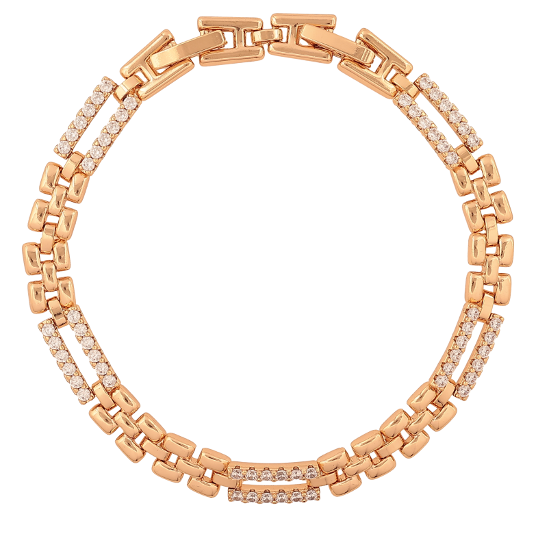 Браслет Xuping колір Позолота 18К "Візерунок з кристалами" розмір з дод. замком 16.5,18.5см х 6мм фото №2