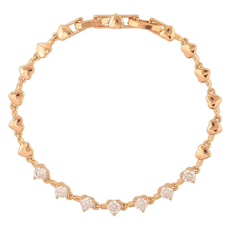 Браслет Xuping цвет Позолота 18К "Сердечки с кристаллами" размер с доп. замком 17.5,19см х 5мм фото №1