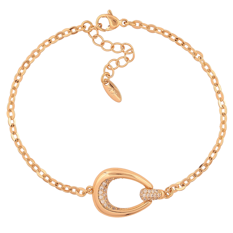 Браслет Xuping колір Позолота 18К "Ланцюжок з декоративною вставкою" розмір з дод. ланцюжком 17.5-20.5см х 3-14мм фото №1