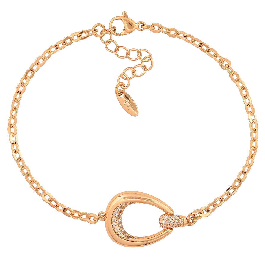 Браслет Xuping колір Позолота 18К "Ланцюжок з декоративною вставкою" розмір з дод. ланцюжком 17.5-20.5см х 3-14мм фото №1