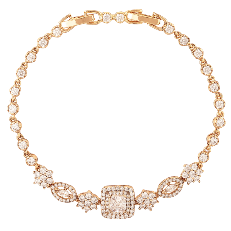 Браслет Xuping цвет Позолота 18K "Узор с кристаллами" размер с доп. замком 17.5,19.5см х 3-10мм фото №1