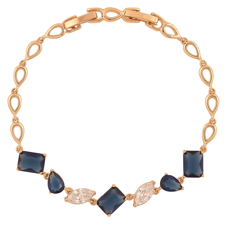 Браслет Xuping колір Позолота 18K "Візерунок з синьо-білими кристалами" розмір з дод. замком 17, 19см х 4-9мм фото №19