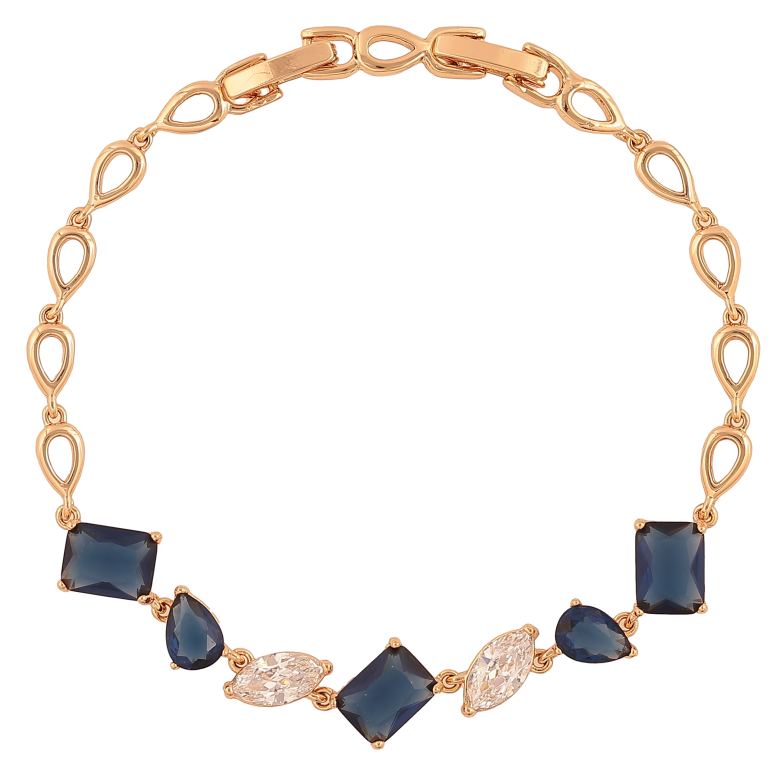 Браслет Xuping цвет Позолота 18K "Узор с сине-белыми кристаллами" размер с доп. замком 17, 19см х 4-9мм фото №1