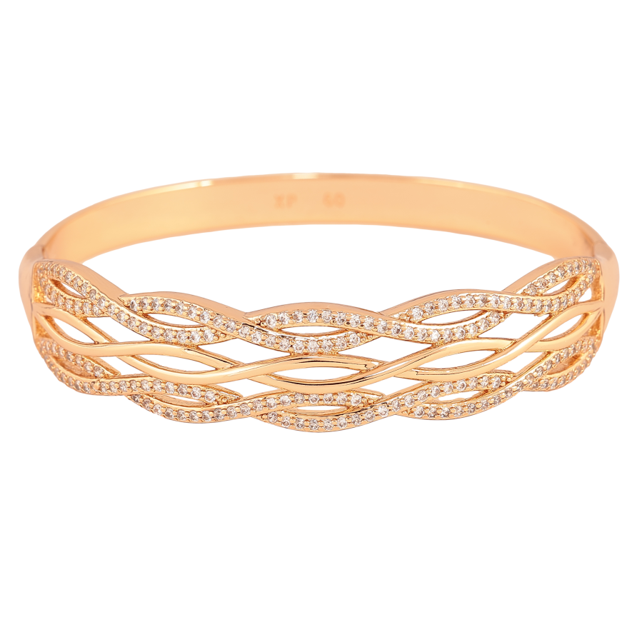 Браслет Xuping колір Позолота 18K "Візерунок з кристалами" ø 6см фото №1