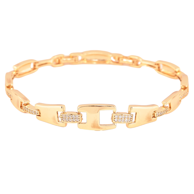 Браслет Xuping цвет Позолота 18К "Узор с кристаллами" размер с доп. замком 17.5,19.5см х 2-9мм фото №9