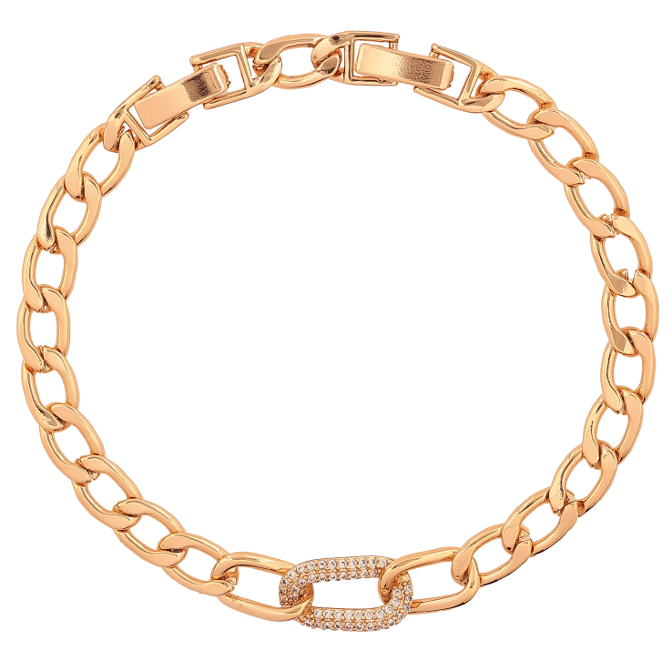 Браслет Xuping колір Позолота 18K "Ланцюжок Панцирний з кристалами" розмір з доп. замком 17, 19.5см х 6-8мм фото №6