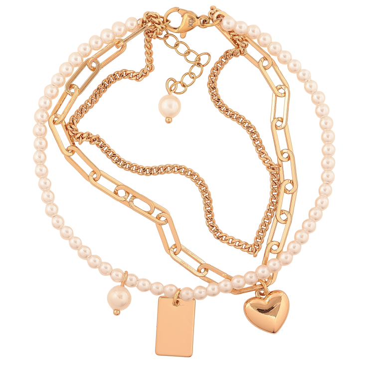 Браслет Xuping цвет Позолота 18K "Тройная цепочка с жемчужинами и подвесками" размер с доп. цепочкой 19-22см х 9мм фото №22 Браслет Xuping цвет Позолота 18K "Тройная цепочка с жемчужинами и подвесками" размер с доп. цепочкой 19-22см х 9мм фото №22