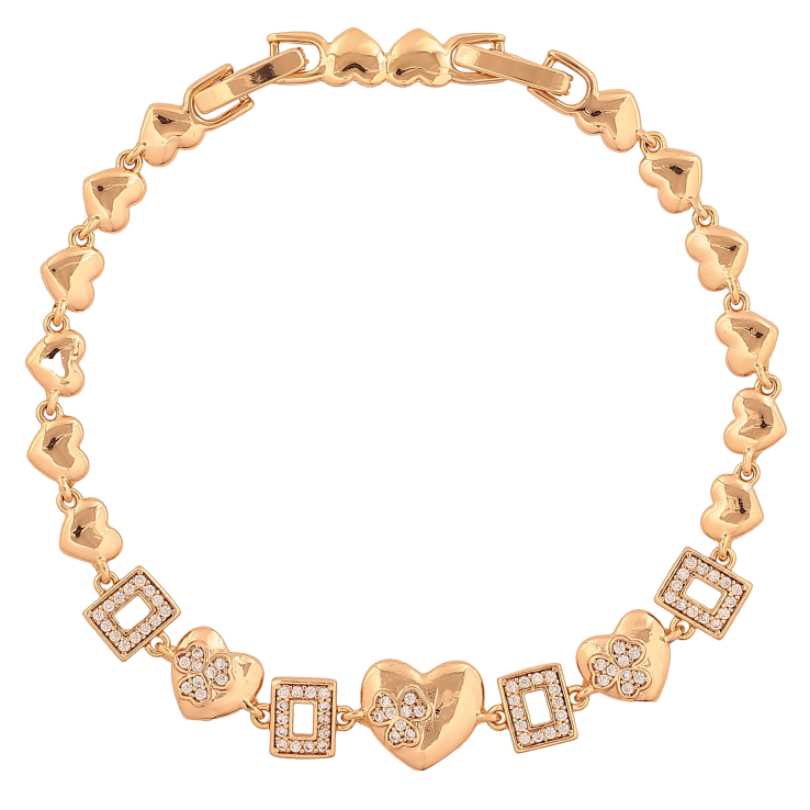 Браслет Xuping колір Позолота 18K "Візерунок серця з кристалами" розмір з доп. замком 17, 19см х 5-10мм фото №4