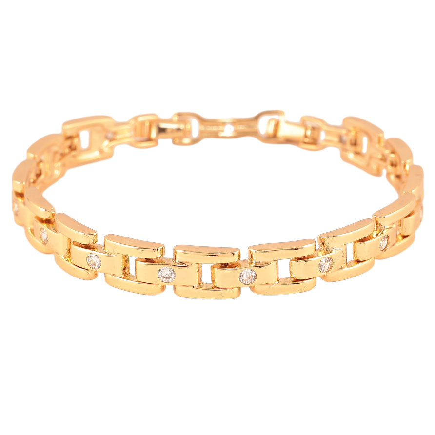 Браслет Xuping цвет Позолота 18К "Узор с кристаллами" размер с доп. замком 17.5,19.5см х 8мм фото №1