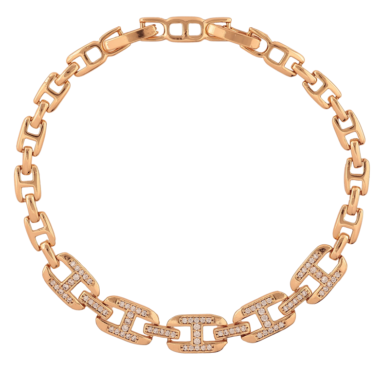 Браслет Xuping колір Позолота 18K "Візерунок з кристалами" розмір з дод. замком 17.5,19.5см х 2-7мм фото №1