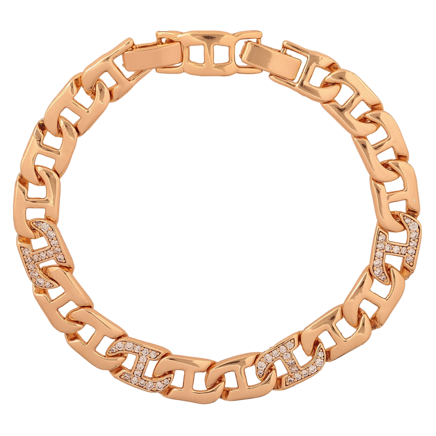 Браслет Xuping колір Позолота 18K "Ланцюжок з кристалами" розмір з дод. замком 17.5,19.5см х 8мм фото №1