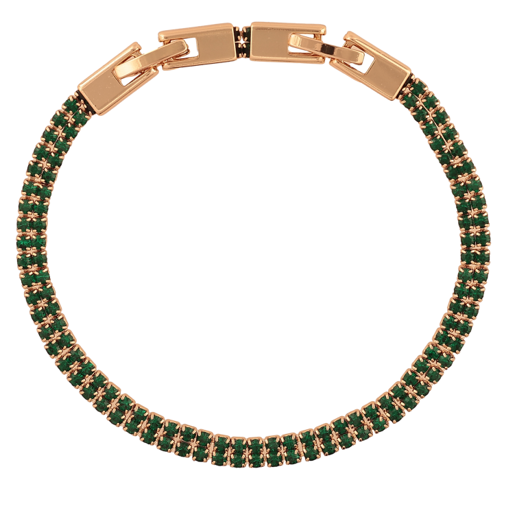Браслет Xuping колір Позолота 18K "Подвійна доріжка зелених кристалів" розмір з дод. замком 17,19см х 4мм фото №8