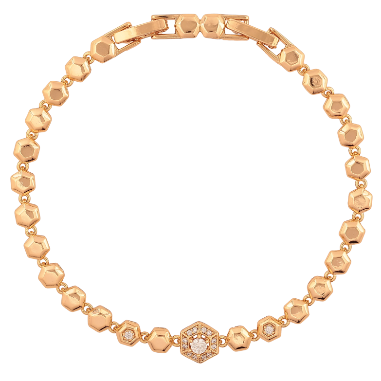 Браслет Xuping цвет Позолота 18К "Узор с кристаллами" размер с доп. замком 18,20см х 5-8мм фото №1