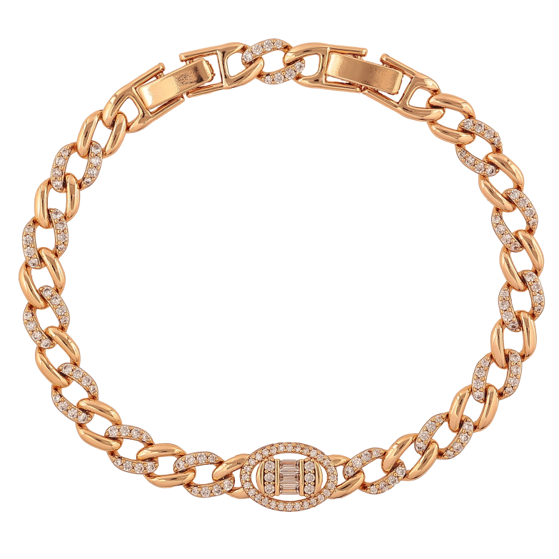 Браслет Xuping цвет Позолота 18K "Цепочка с узором с кристаллами" размер с доп. замком 17.5,20см х 6-9мм фото №8