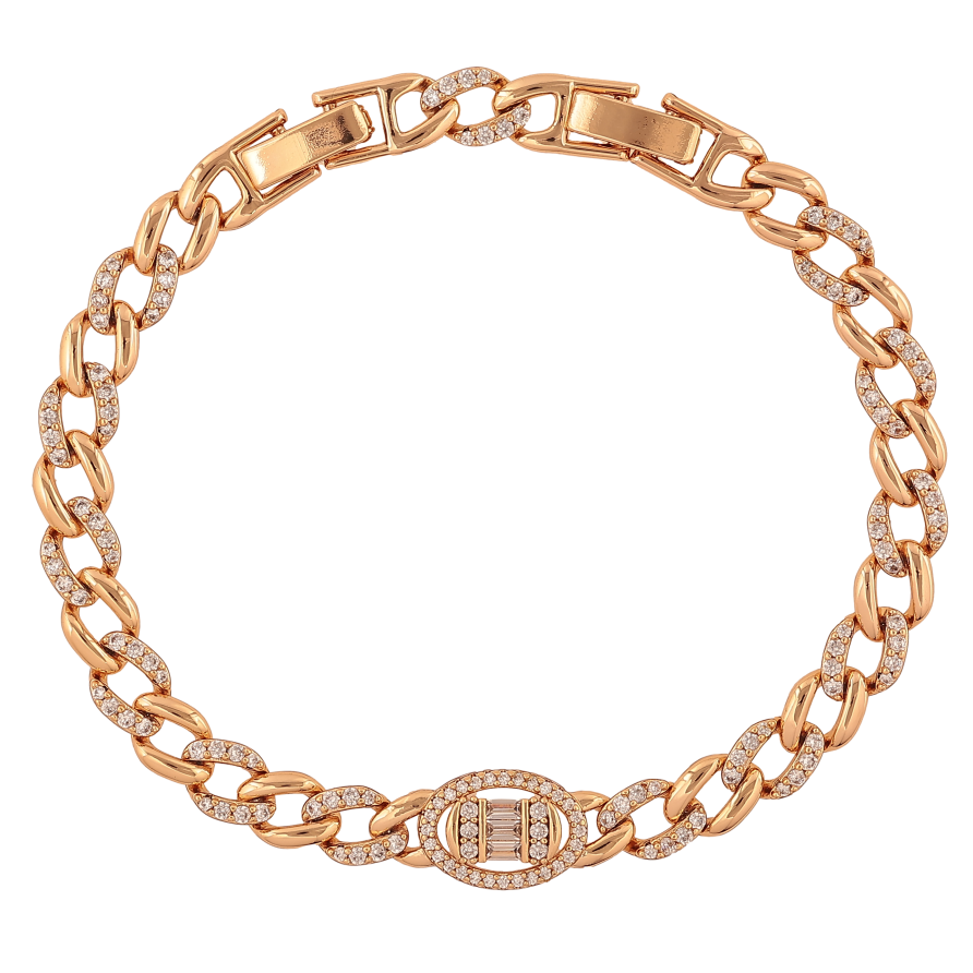 Браслет Xuping колір Позолота 18K "Ланцюжок з візерунком з кристалами" розмір з дод. замком 17.5,20см х 6-9мм фото №1