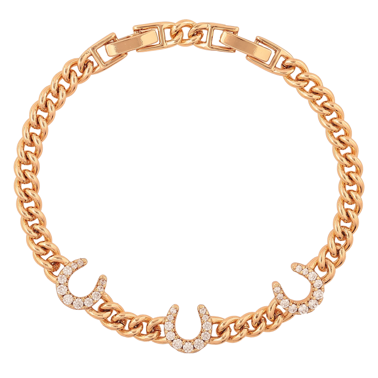 Браслет Xuping колір Позолота 18К "Ланцюжок Панцирний з кристальними підковами" розмір з дод. замком 17,19см х 5-9мм фото №8