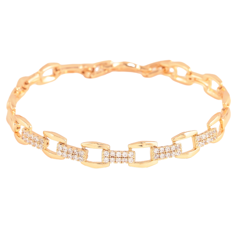 Браслет Xuping колір Позолота 18K "Візерунок з кристалами" розмір з дод. замком 17,19см х 3-7мм фото №1