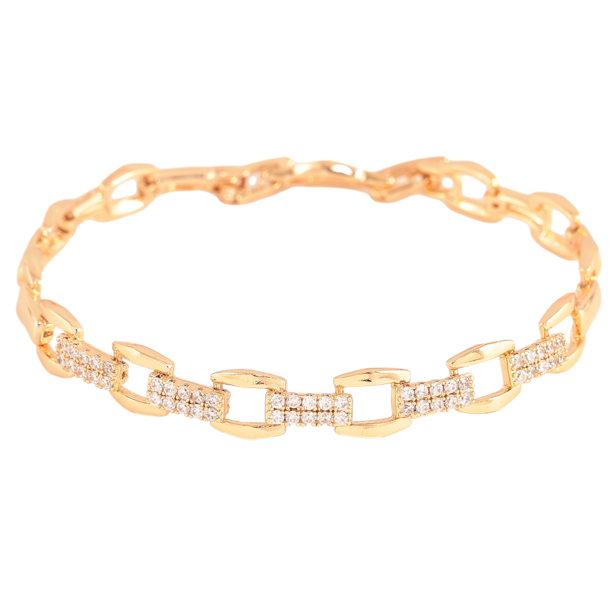 Браслет Xuping колір Позолота 18K "Візерунок з кристалами" розмір з дод. замком 17,19см х 3-7мм фото №1