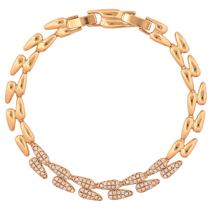 Браслет Xuping колір Позолота 18К "Візерунок з кристалами" розмір з дод. замком 17,19см х 7мм фото №1