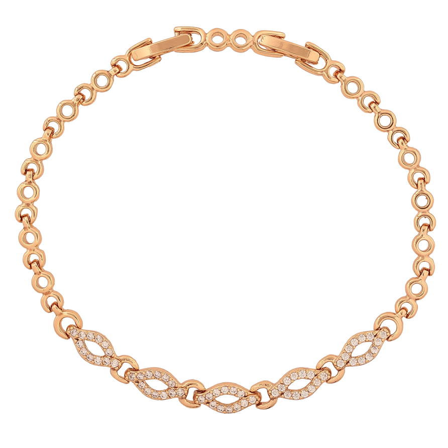 Браслет Xuping колір Позолота 18К "Візерунок з кристалами" розмір з дод. замком 17.5,19.5см х 4-5мм фото №1