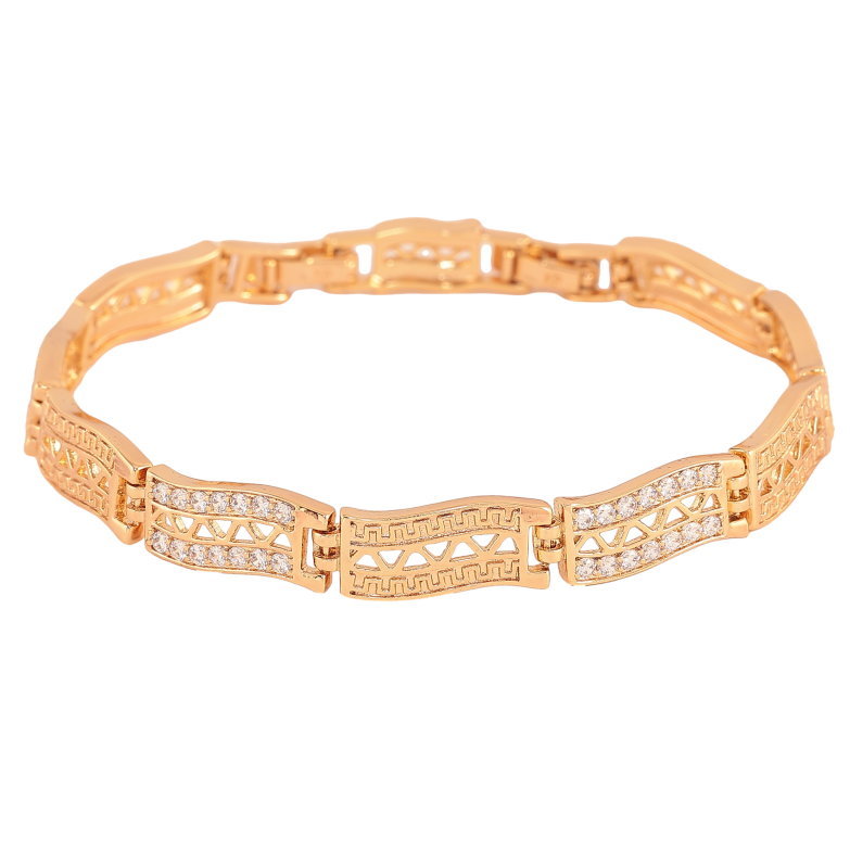 Браслет Xuping колір Позолота 18K "Візерунок з кристалами" розмір з дод. замком 17.5,19.5см х 8мм фото №1 Браслет Xuping колір Позолота 18K "Візерунок з кристалами" розмір з дод. замком 17.5,19.5см х 8мм фото №1