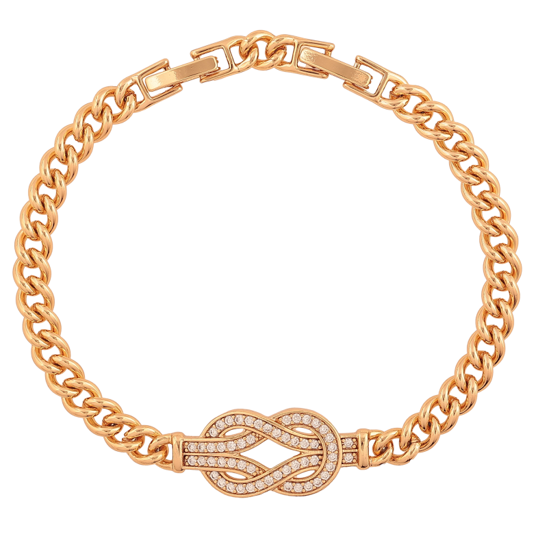 Браслет Xuping цвет Позолота 18К "Цепочка Панцирная с декоративной вставкой" размер с доп. замком 17,19см х 5-12мм фото №1