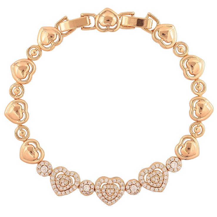 Браслет Xuping колір Позолота 18K "Серце з кристалами" розмір з доп. замком 17, 19см х 5-10мм фото №3