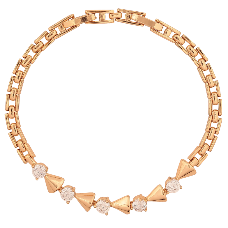 Браслет Xuping цвет Позолота 18K "Узор с кристаллами" размер с доп. замком 17.5, 19.5см х 4-6мм фото №1