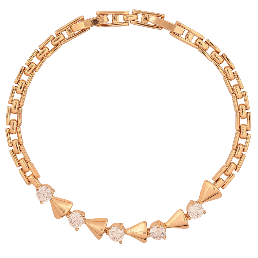 Браслет Xuping колір Позолота 18K "Візерунок з кристалами" розмір з дод. замком 17.5, 19.5см х 4-6мм фото №1